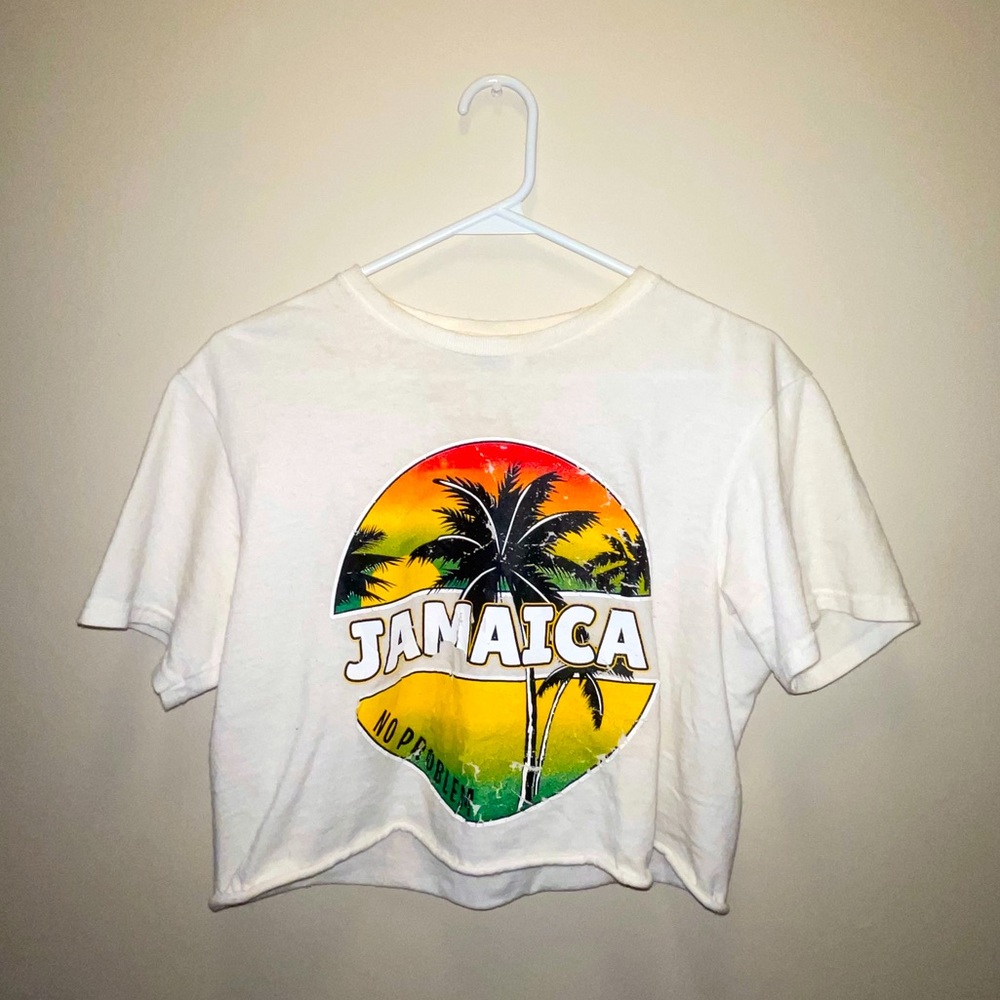 White Jamaica crop top